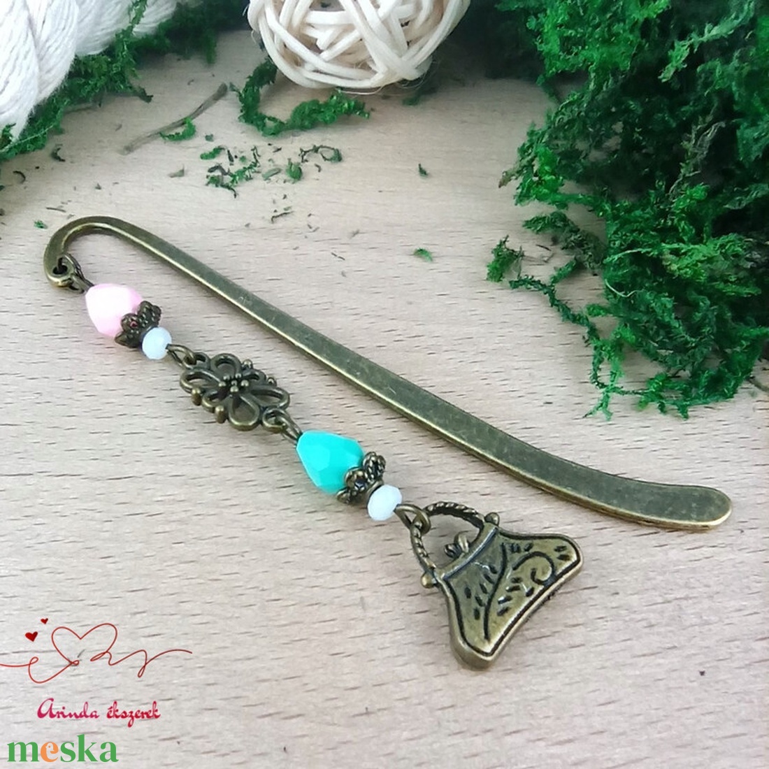 Táska charm könyvjelző � nőies, kézzel készült ajándék - könyv & zene - könyvjelző - Meska.hu