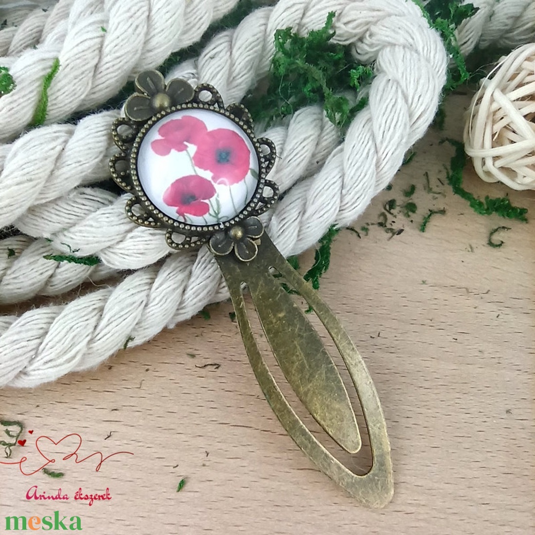 Pipacsos üveglencsés könyvjelző � romantikus, virágmintás ajándék olvasóknak - könyv & zene - könyvjelző - Meska.hu