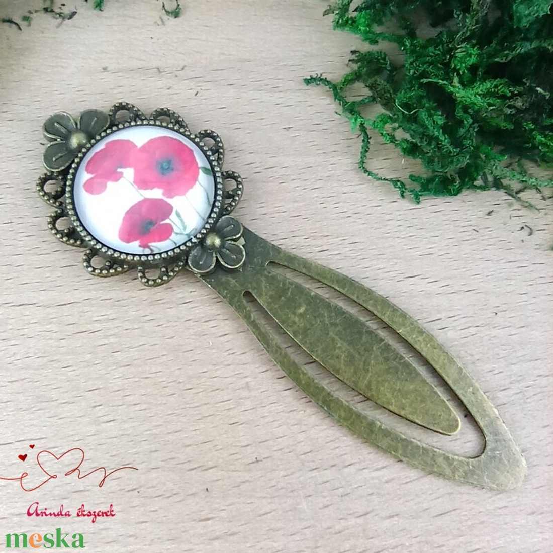 Pipacsos üveglencsés könyvjelző � romantikus, virágmintás ajándék olvasóknak - könyv & zene - könyvjelző - Meska.hu