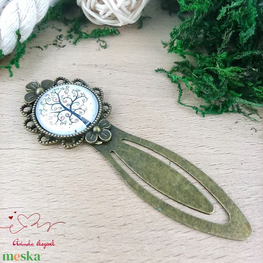 Életfa üveglencsés könyvjelző � bronz színű, kézzel készült - könyv & zene - könyvjelző - Meska.hu