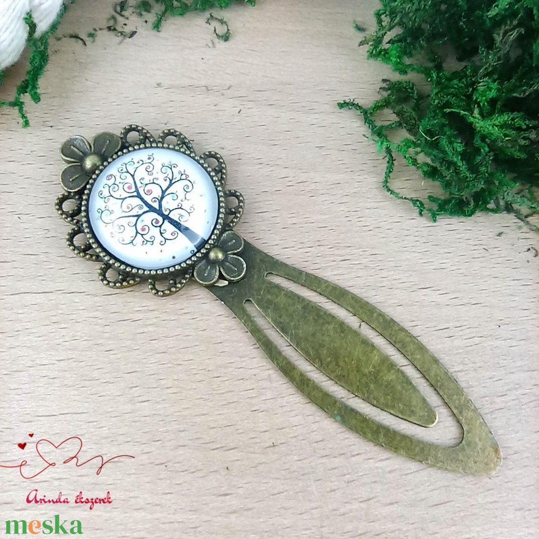 Életfa üveglencsés könyvjelző � bronz színű, kézzel készült - könyv & zene - könyvjelző - Meska.hu