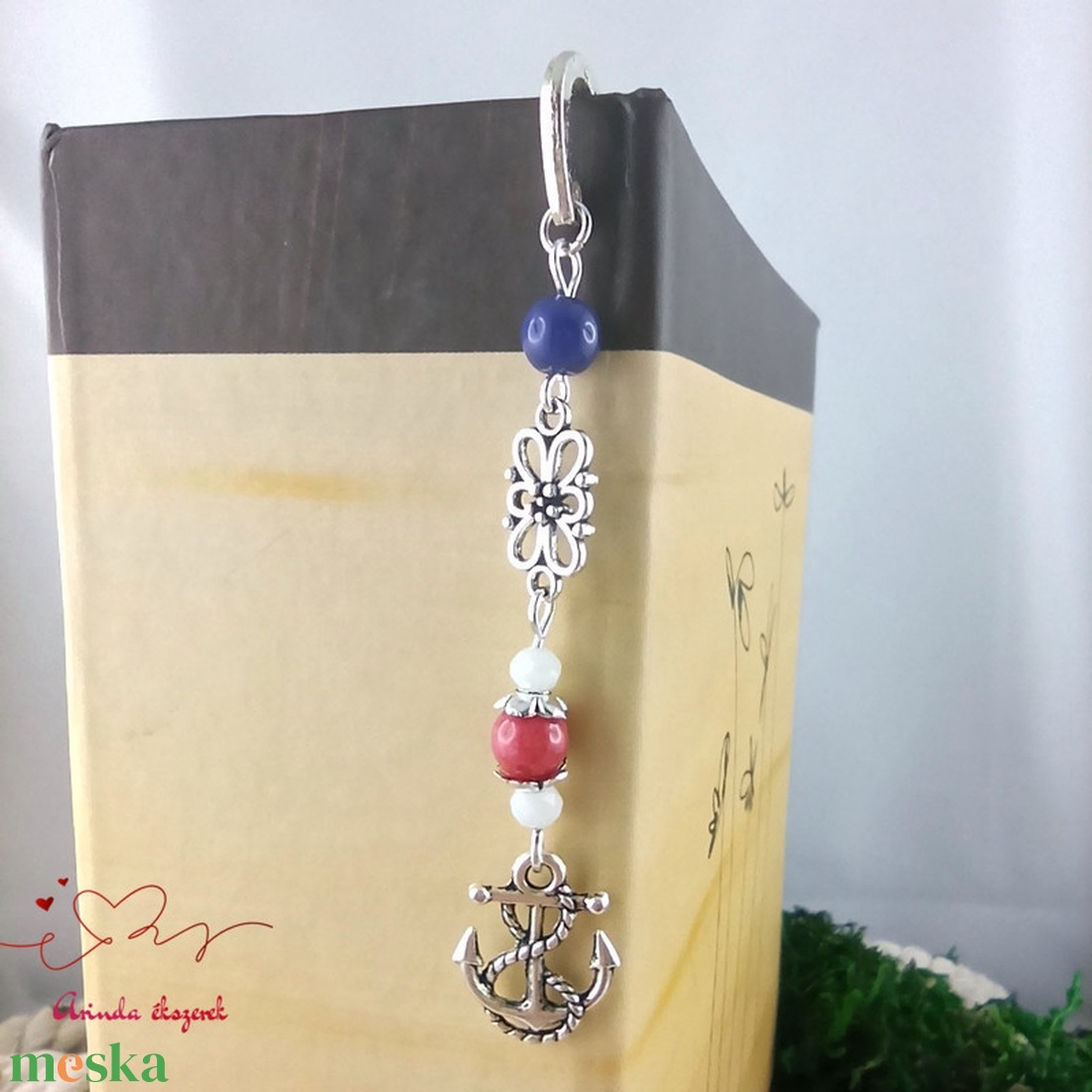 Horgony medálos könyvjelző � tengeri hangulatú, kézzel készült - könyv & zene - könyvjelző - Meska.hu