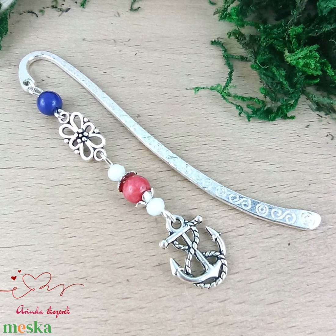 Horgony medálos könyvjelző � tengeri hangulatú, kézzel készült - könyv & zene - könyvjelző - Meska.hu