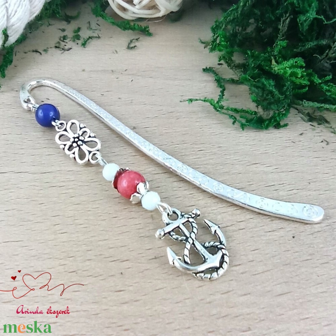 Horgony medálos könyvjelző � tengeri hangulatú, kézzel készült - könyv & zene - könyvjelző - Meska.hu