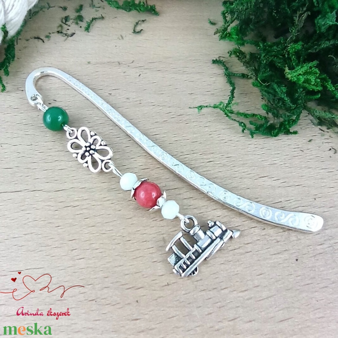 Gőzmozdony medálos könyvjelző � vonatos, kézzel készült ajándék - könyv & zene - könyvjelző - Meska.hu