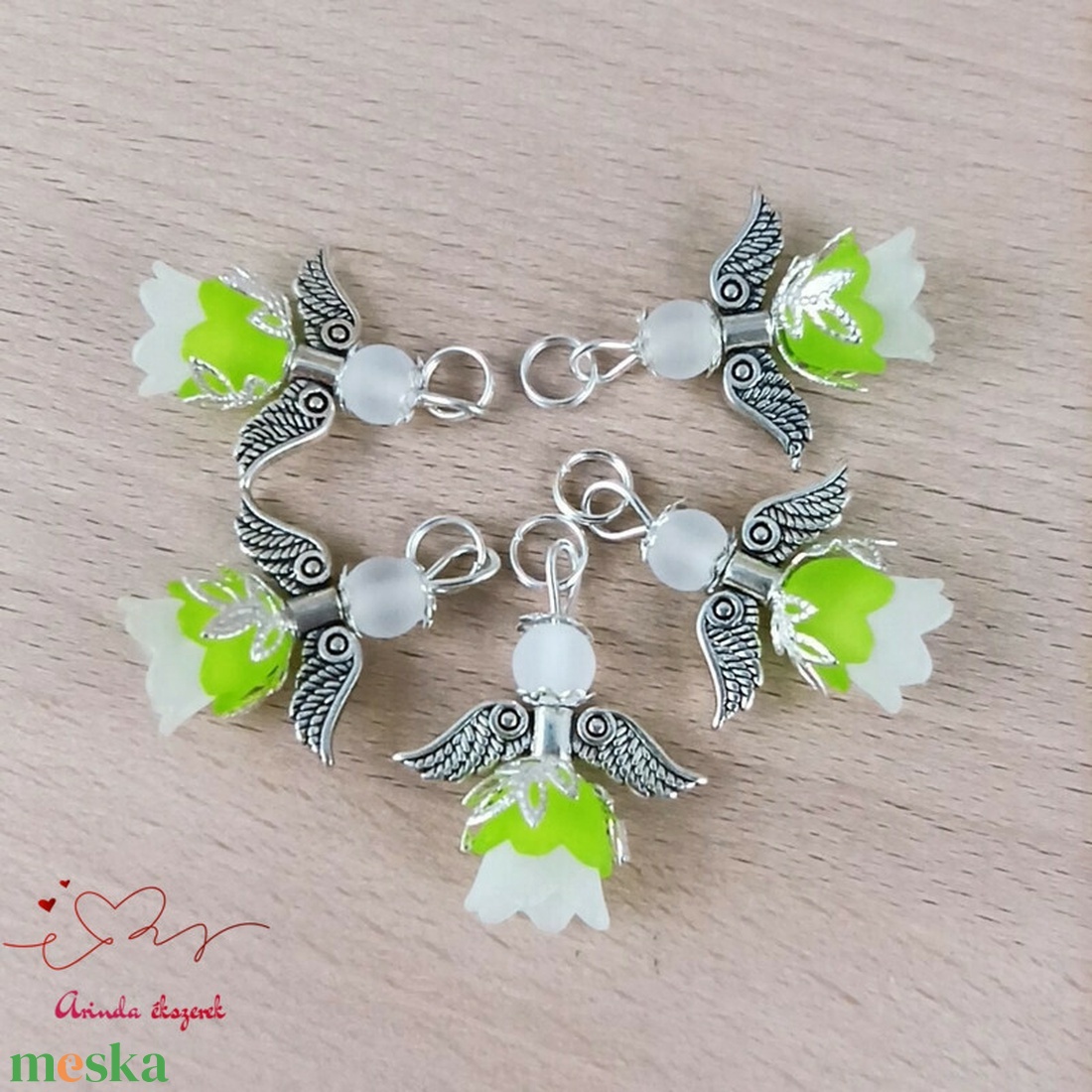 Karácsonyi angyalka � 5 db apró angyal � zöld - karácsony - karácsonyi ajándékozás - karácsonyi képeslap, üdvözlőlap, ajándékkísérő - Meska.hu