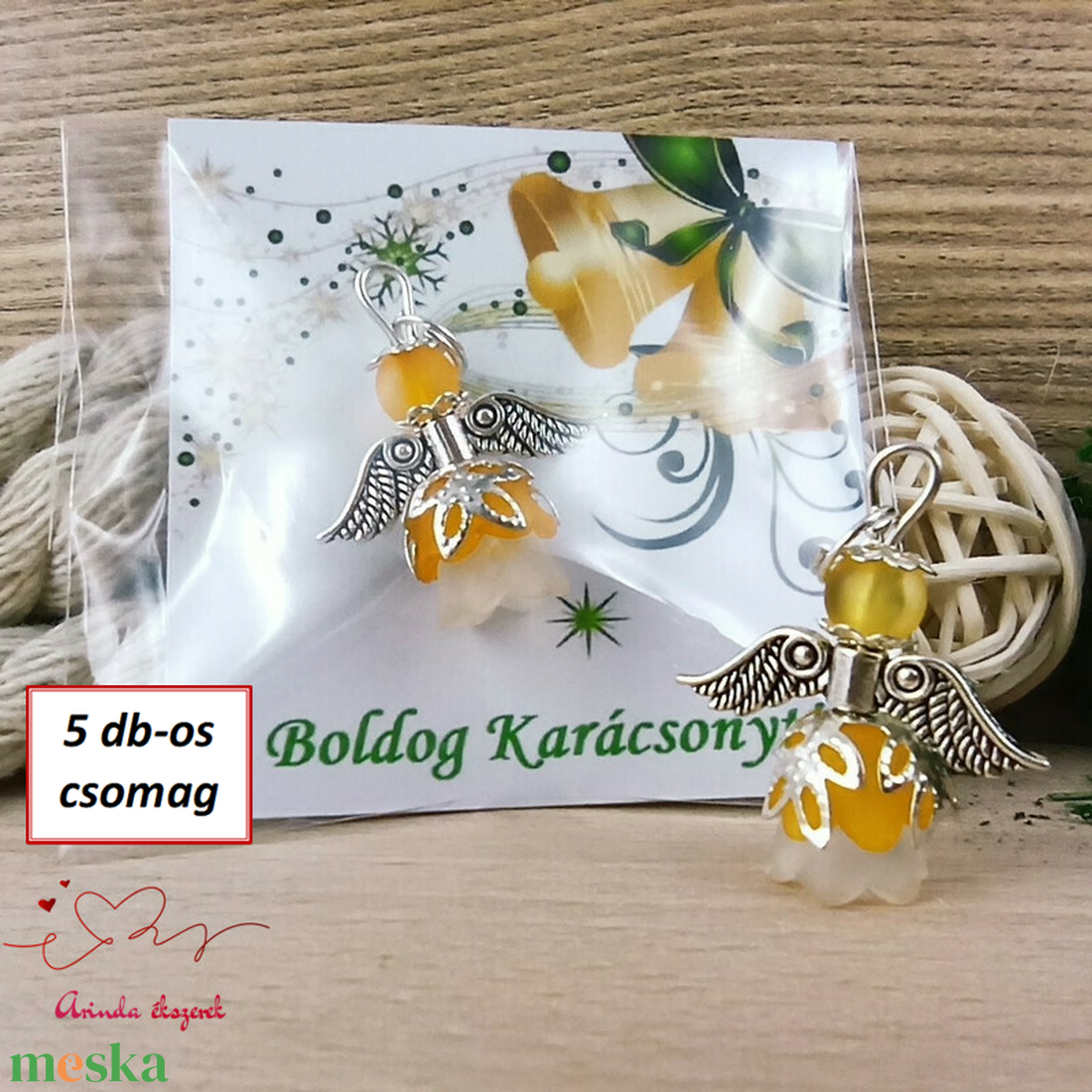 Karácsonyi angyalka � 5 db apró angyal � narancs - karácsony - karácsonyi ajándékozás - karácsonyi képeslap, üdvözlőlap, ajándékkísérő - Meska.hu