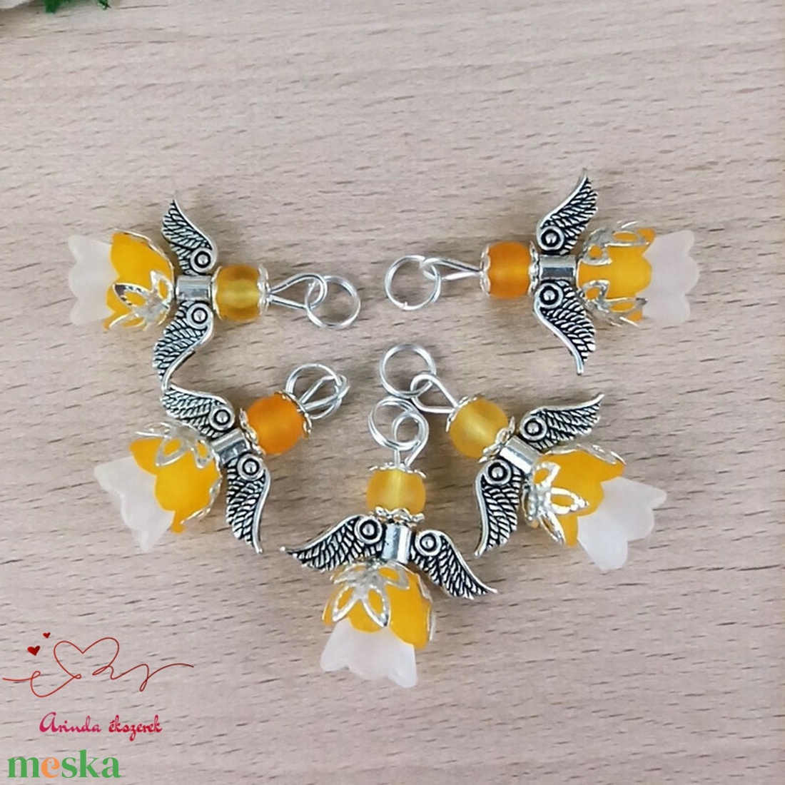 Karácsonyi angyalka � 5 db apró angyal � narancs - karácsony - karácsonyi ajándékozás - karácsonyi képeslap, üdvözlőlap, ajándékkísérő - Meska.hu