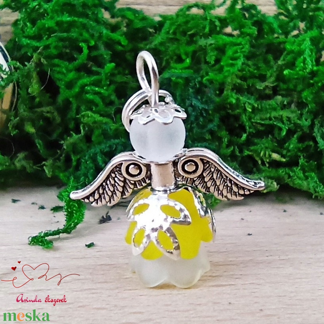 Karácsonyi angyalka � 5 db apró angyal � sárga - karácsony - karácsonyi ajándékozás - karácsonyi képeslap, üdvözlőlap, ajándékkísérő - Meska.hu