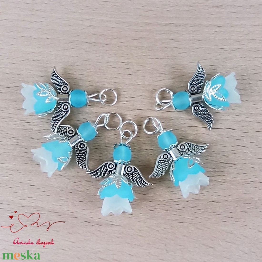 Karácsonyi angyalka � 5 db apró angyal � világoskék - karácsony - karácsonyi ajándékozás - karácsonyi képeslap, üdvözlőlap, ajándékkísérő - Meska.hu