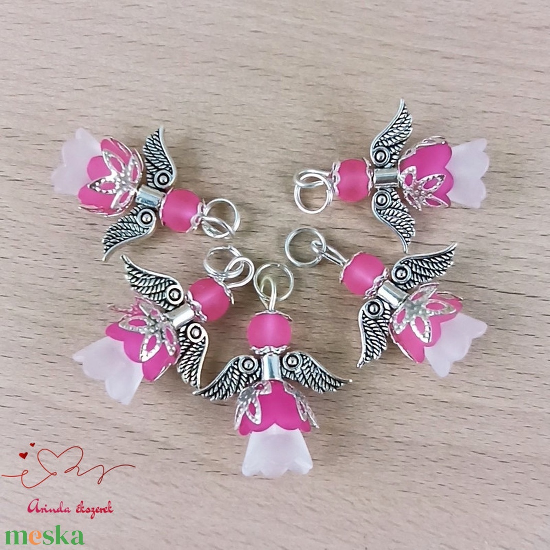 Karácsonyi angyalka � 5 db apró angyal � pink - karácsony - karácsonyi ajándékozás - karácsonyi képeslap, üdvözlőlap, ajándékkísérő - Meska.hu