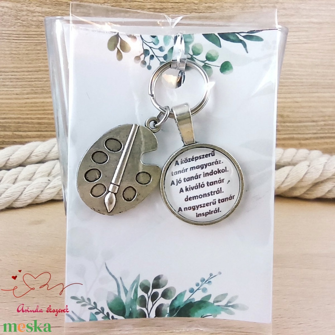 Festőpaletta medálos üveglencsés kulcstartó pedagógusnapra - táska & tok - kulcstartó & táskadísz - kulcstartó - Meska.hu
