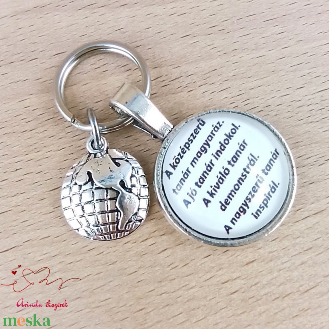 Földgömb medálos üveglencsés kulcstartó pedagógusnapra - táska & tok - kulcstartó & táskadísz - kulcstartó - Meska.hu