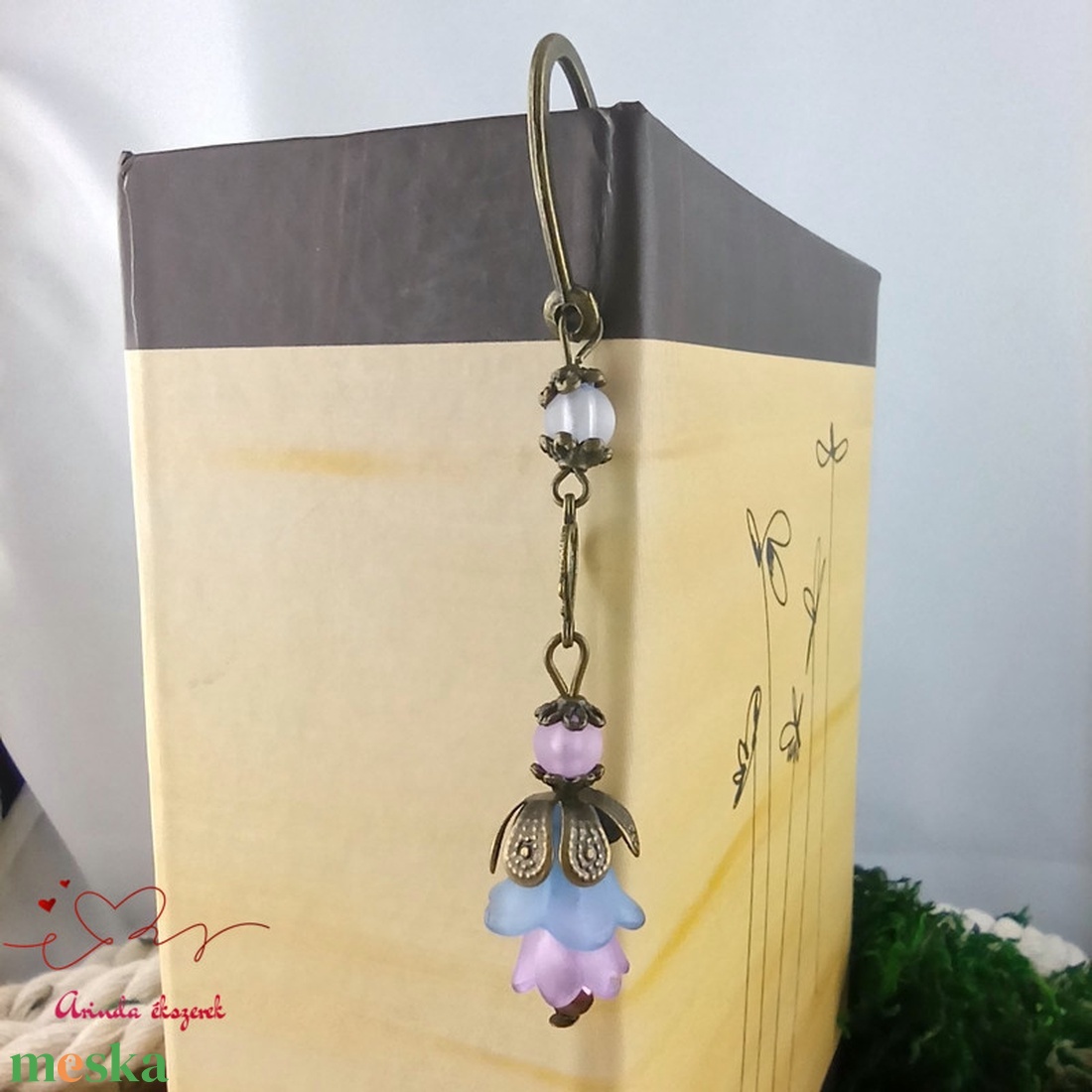 Kék-lila virágos könyvjelző - könyv & zene - könyvjelző - Meska.hu