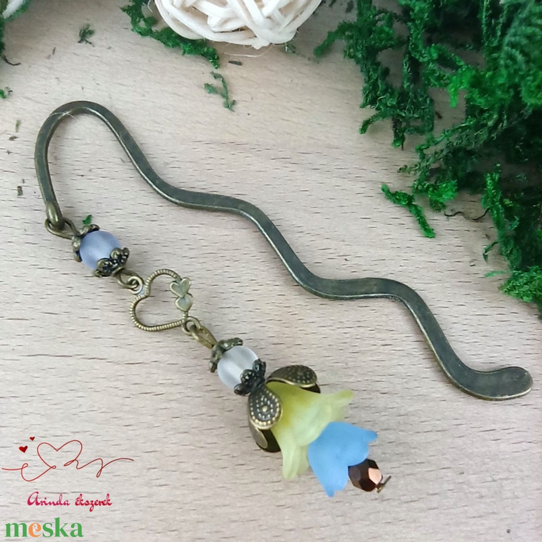 Sárga-kék virágos könyvjelző - könyv & zene - könyvjelző - Meska.hu