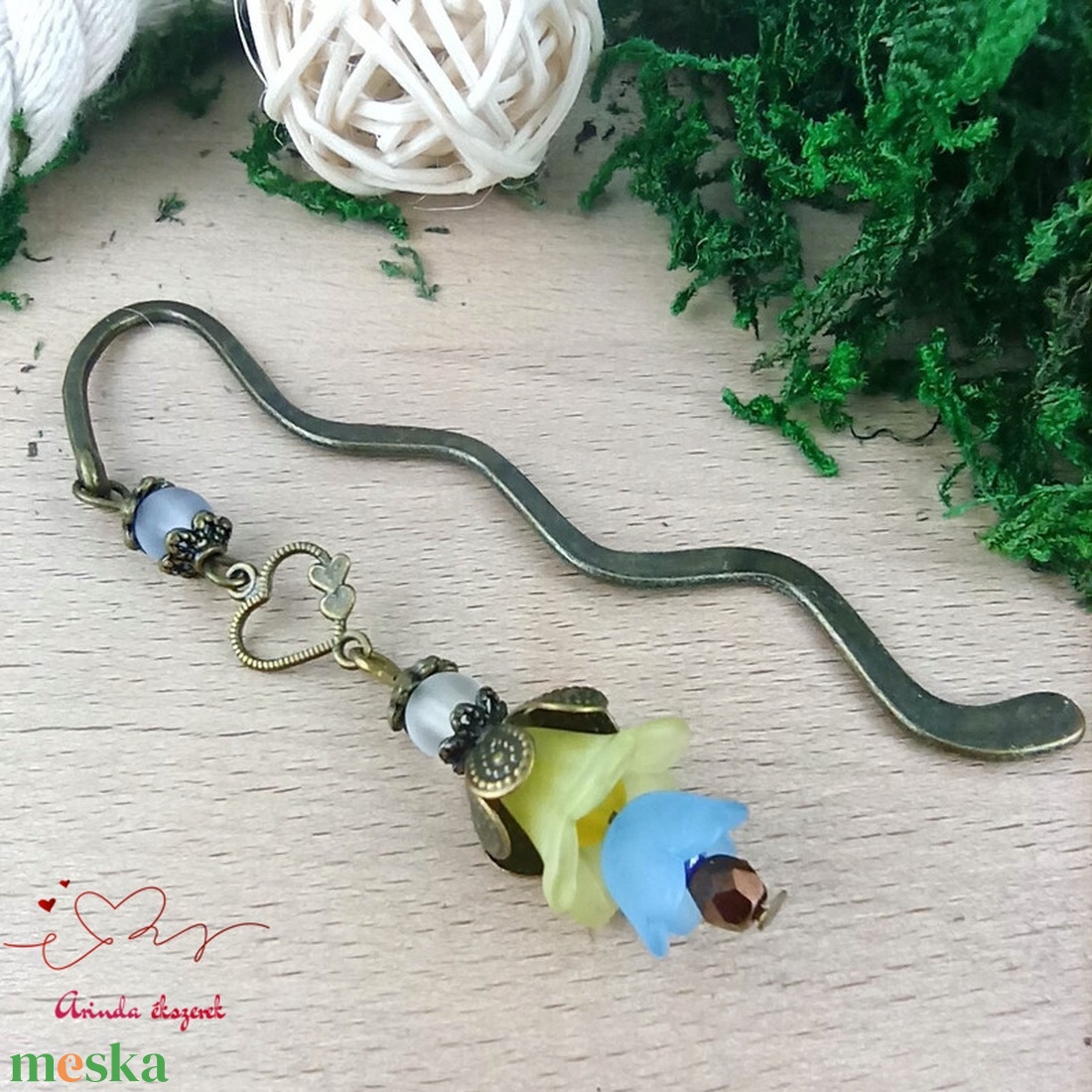 Sárga-kék virágos könyvjelző - könyv & zene - könyvjelző - Meska.hu