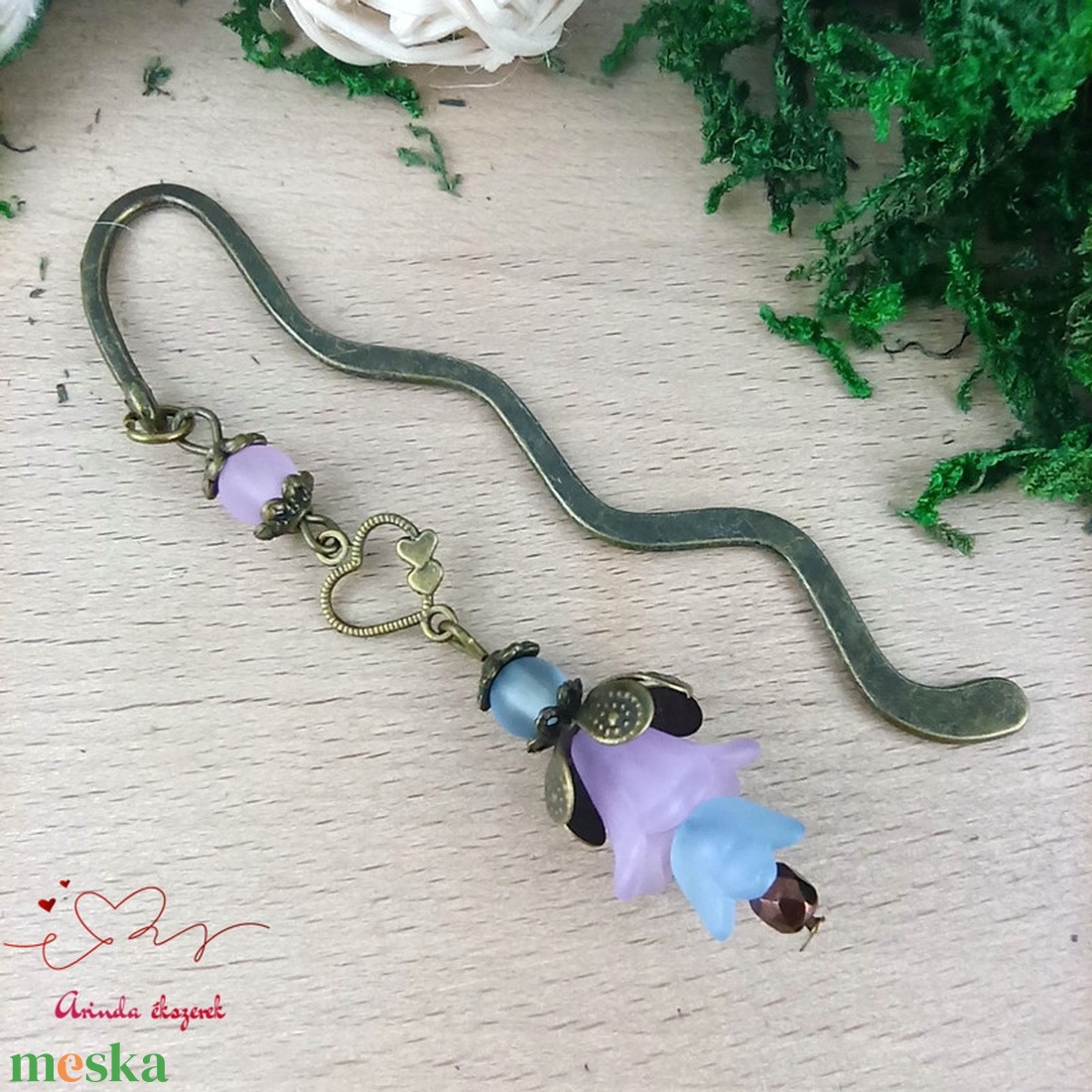 Lila-kék virágos könyvjelző - könyv & zene - könyvjelző - Meska.hu