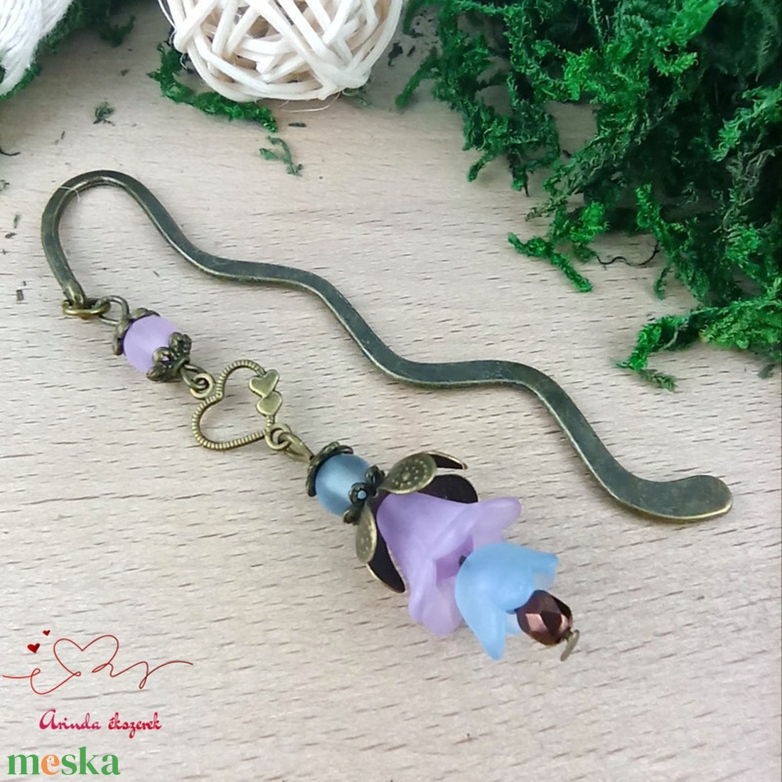 Lila-kék virágos könyvjelző - könyv & zene - könyvjelző - Meska.hu