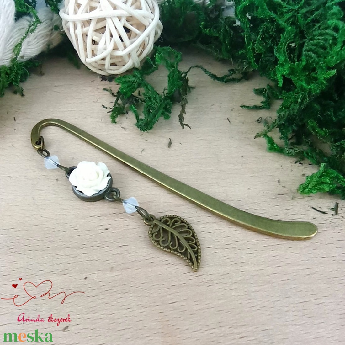 Rózsaszín rózsás könyvjelző - Anyák napi apró figyelmesség #32 - könyv & zene - könyvjelző - Meska.hu