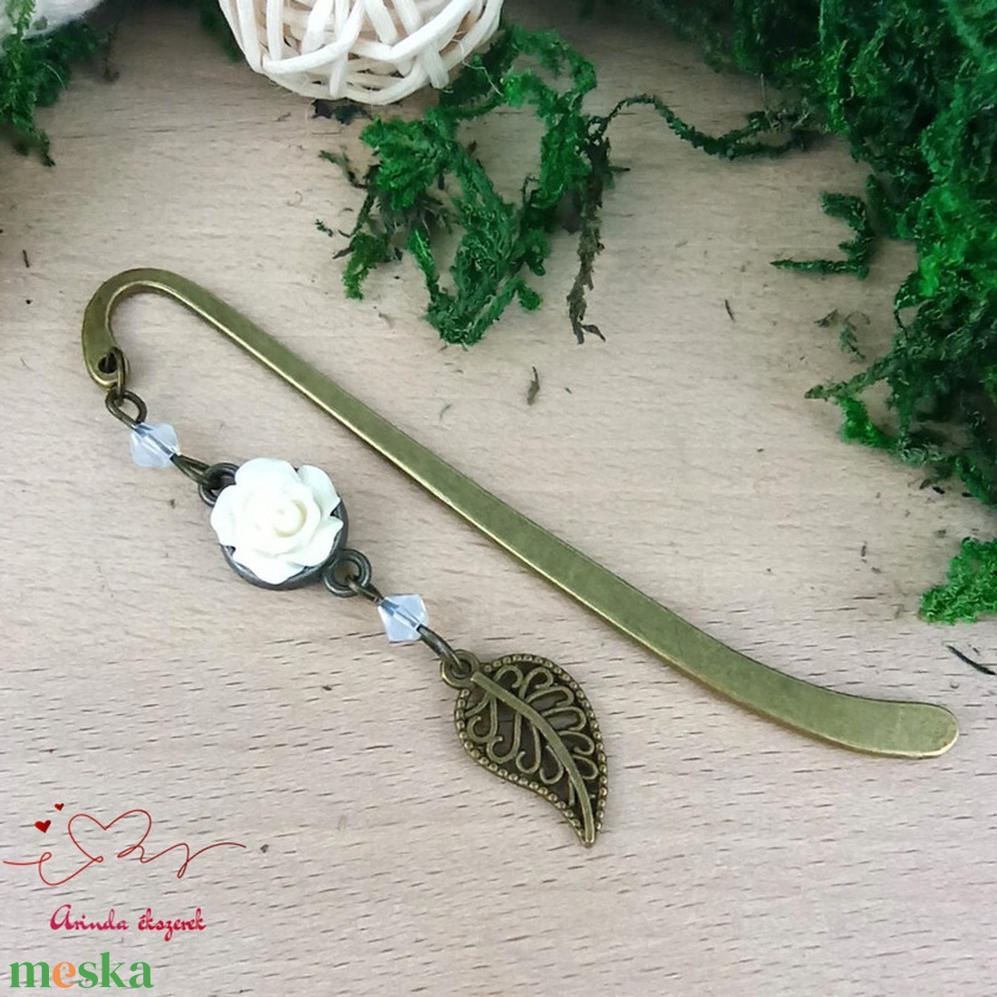 Rózsaszín rózsás könyvjelző - Anyák napi apró figyelmesség #32 - könyv & zene - könyvjelző - Meska.hu