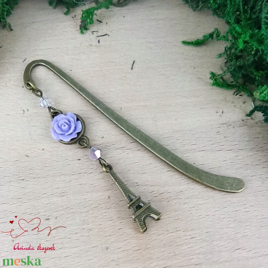 Rózsaszín rózsás könyvjelző - Anyák napi apró figyelmesség #50 - könyv & zene - könyvjelző - Meska.hu