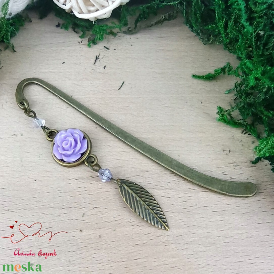 Rózsaszín rózsás könyvjelző - Anyák napi apró figyelmesség #52 - könyv & zene - könyvjelző - Meska.hu