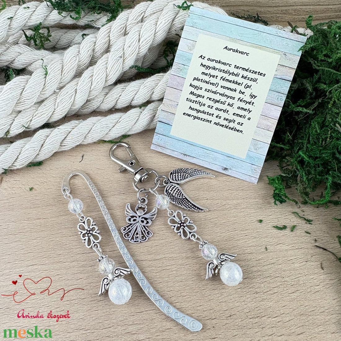 Roppantott aurakvarc angyal könyvjelző és kulcstartó szett � ásvány ajándék - könyv & zene - könyvjelző - Meska.hu