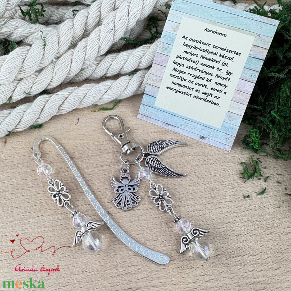 Aurakvarc angyal könyvjelző és kulcstartó szett � ásvány ajándék - könyv & zene - könyvjelző - Meska.hu