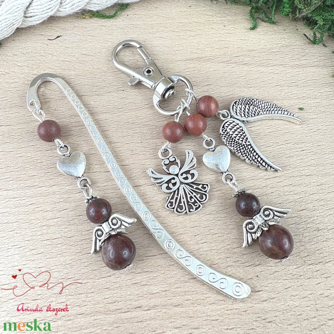 Breccsa jáspis angyal könyvjelző és kulcstartó szett � ásvány ajándék - könyv & zene - könyvjelző - Meska.hu