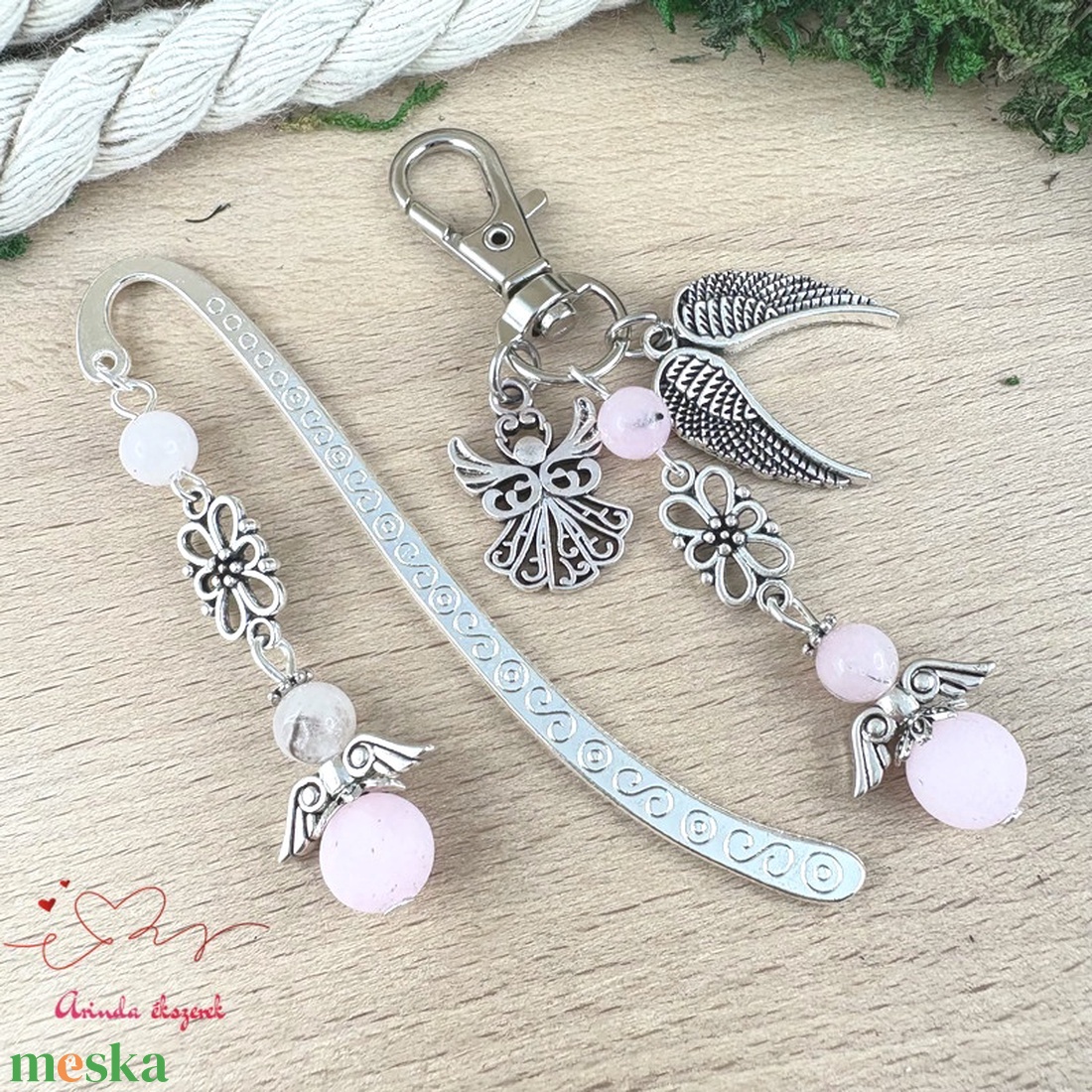 Cseresznye jáspis angyal könyvjelző és kulcstartó szett � ásvány ajándék - könyv & zene - könyvjelző - Meska.hu