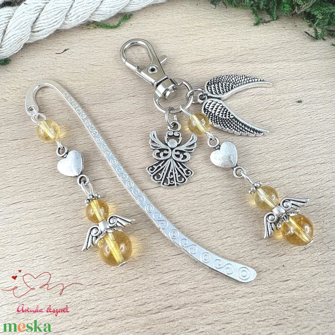 Citrin angyal könyvjelző és kulcstartó szett � ásvány ajándék - könyv & zene - könyvjelző - Meska.hu