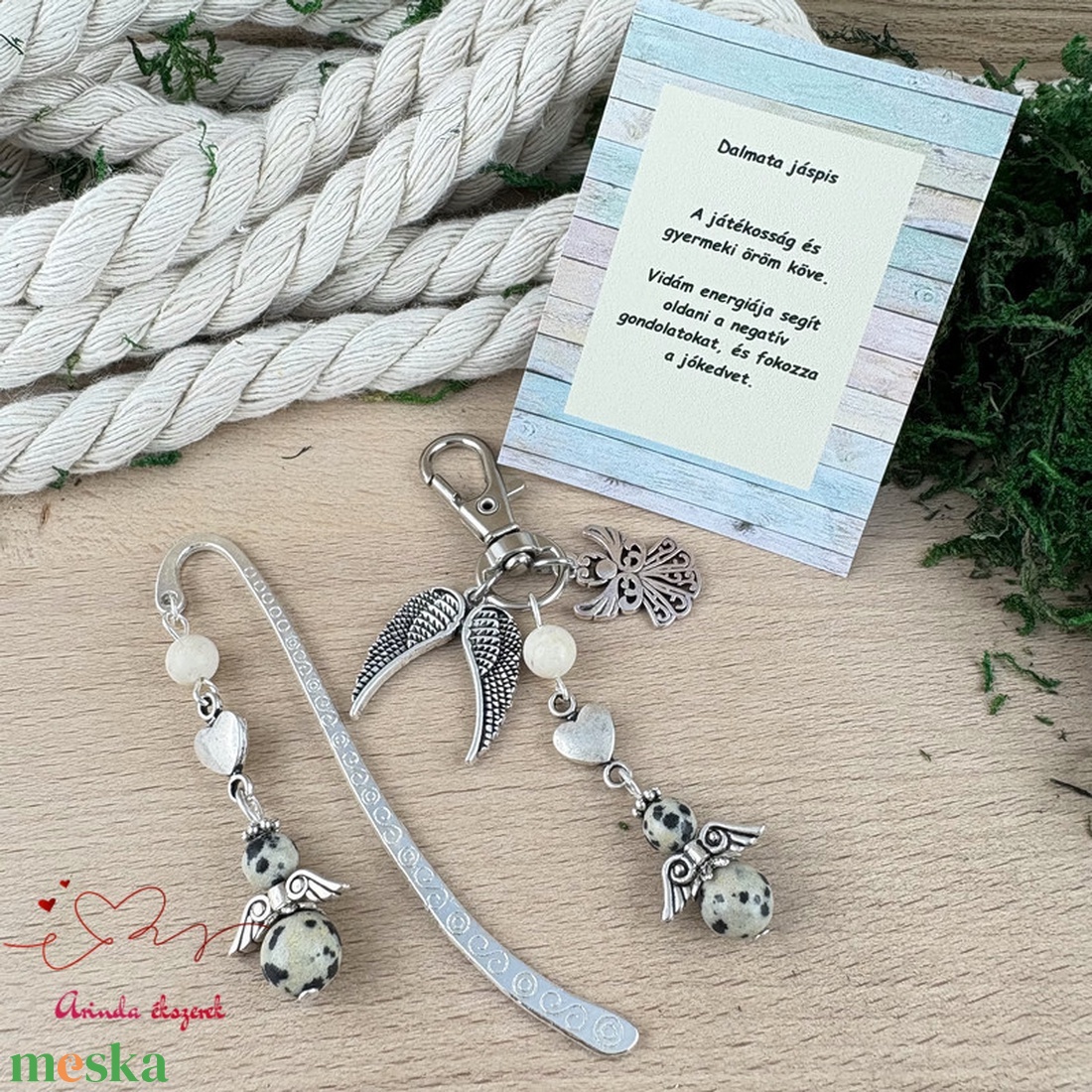 Dalmata jáspis angyal könyvjelző és kulcstartó szett � ásvány ajándék - könyv & zene - könyvjelző - Meska.hu