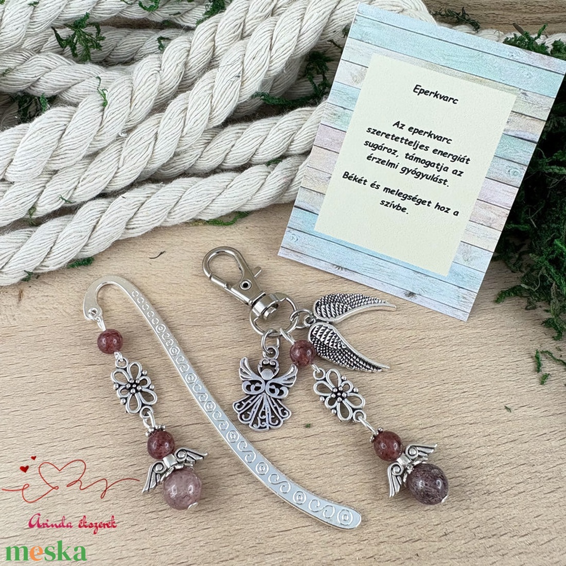 Eperkvarc angyal könyvjelző és kulcstartó szett � ásvány ajándék - könyv & zene - könyvjelző - Meska.hu
