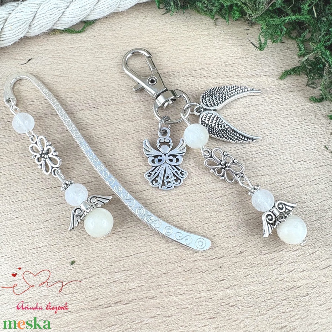 Holdkő angyal könyvjelző és kulcstartó szett � ásvány ajándék - könyv & zene - könyvjelző - Meska.hu