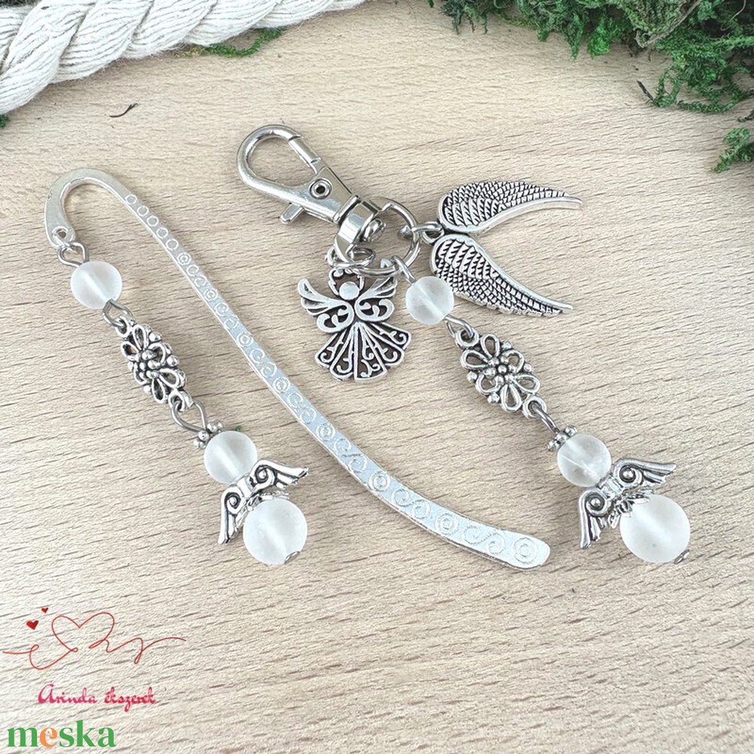 Matt hegyikristály angyal könyvjelző és kulcstartó szett � ásvány ajándék - könyv & zene - könyvjelző - Meska.hu