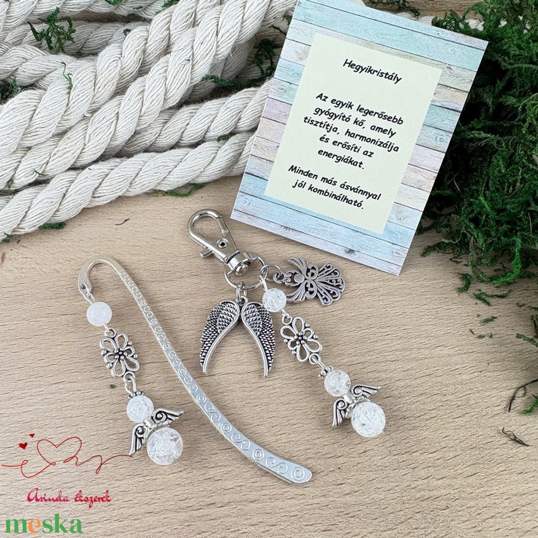Roppantott hegyikristály angyal könyvjelző és kulcstartó szett � ásvány ajándék - könyv & zene - könyvjelző - Meska.hu