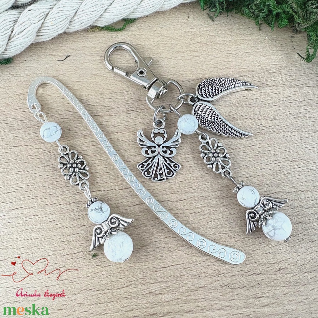 Howlit angyal könyvjelző és kulcstartó szett � ásvány ajándék - könyv & zene - könyvjelző - Meska.hu