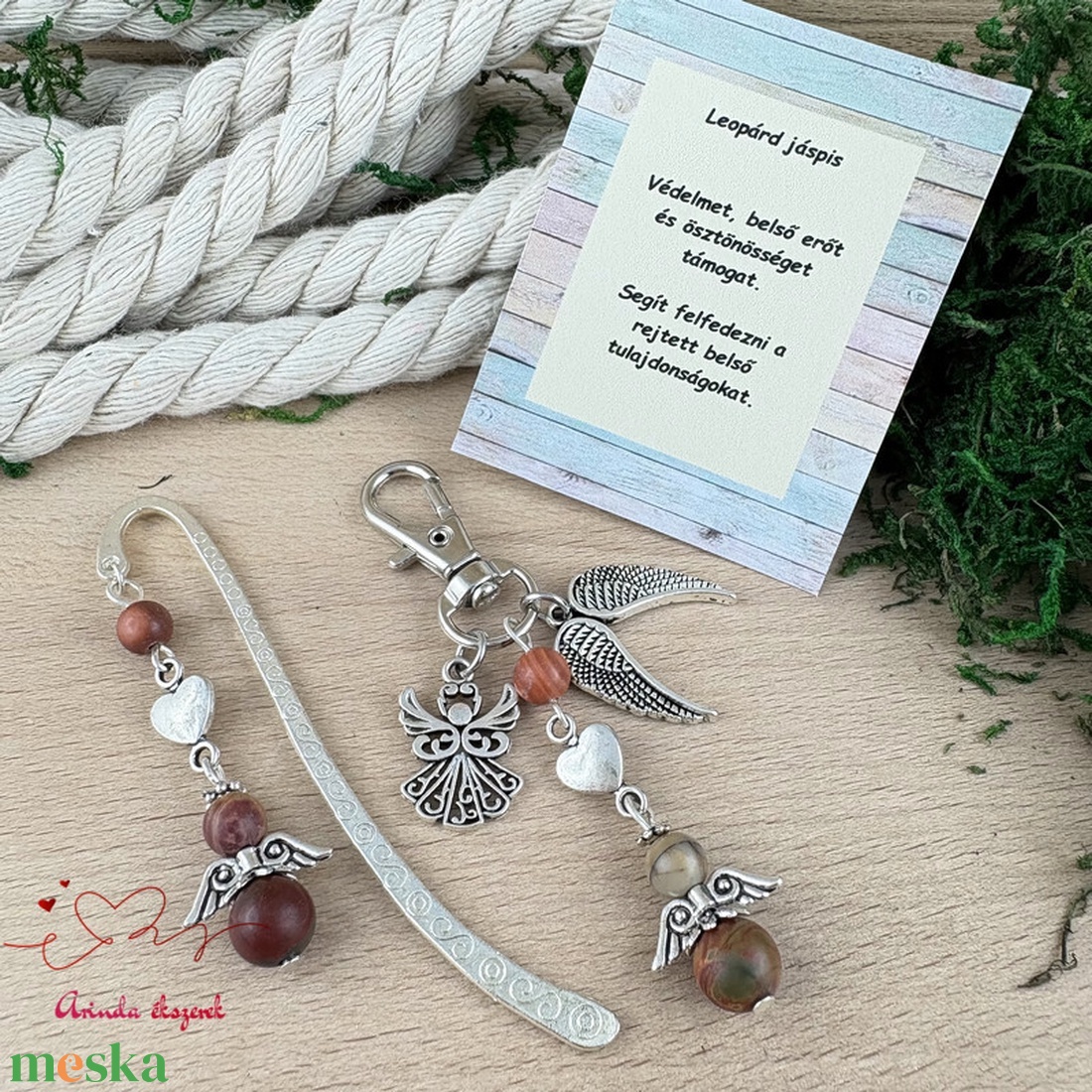 Leopárd jáspis angyal könyvjelző és kulcstartó szett � ásvány ajándék - könyv & zene - könyvjelző - Meska.hu