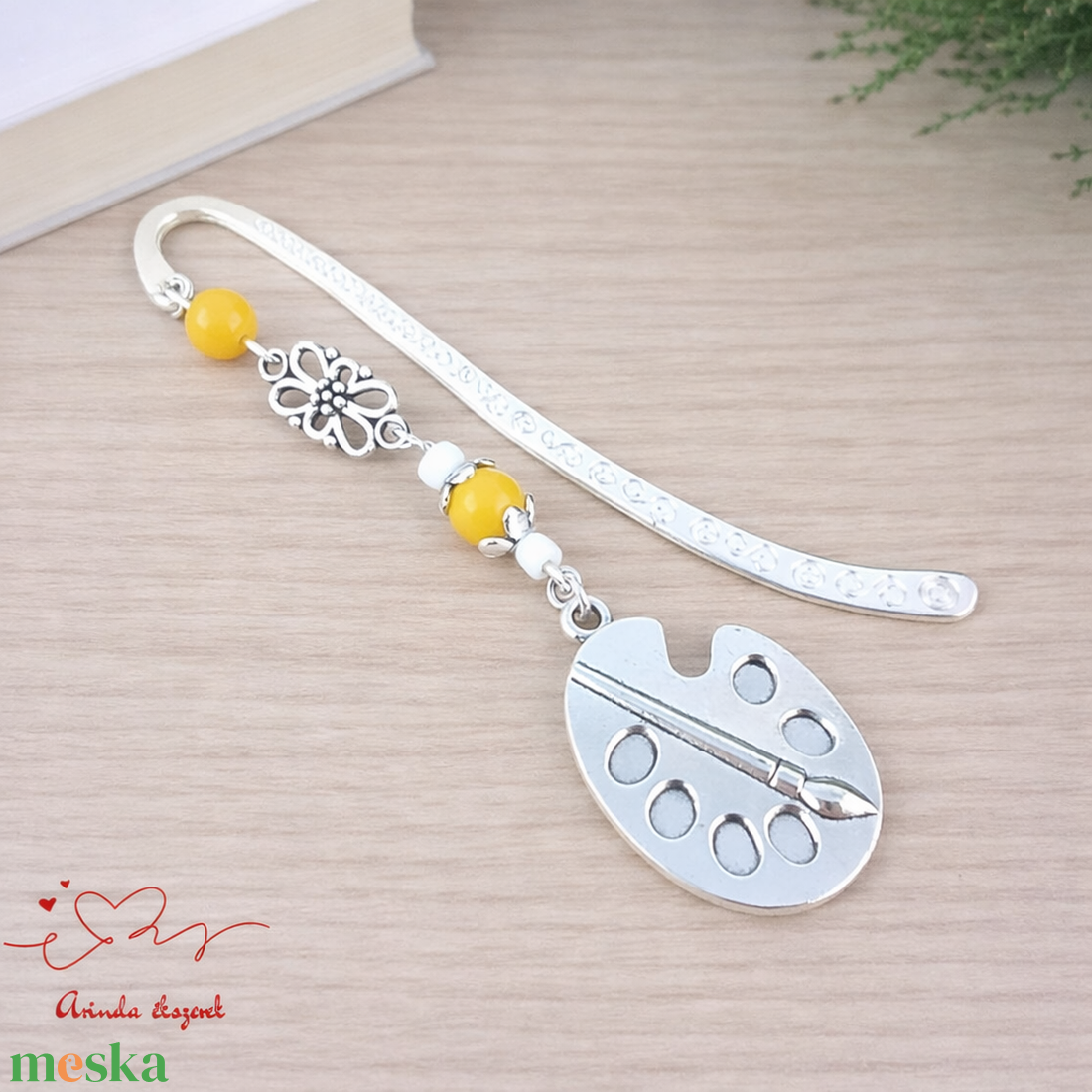 Sárga festőpalettás könyvjelző � pedagógusnapi és évzáró ajándék tanároknak - könyv & zene - könyvjelző - Meska.hu