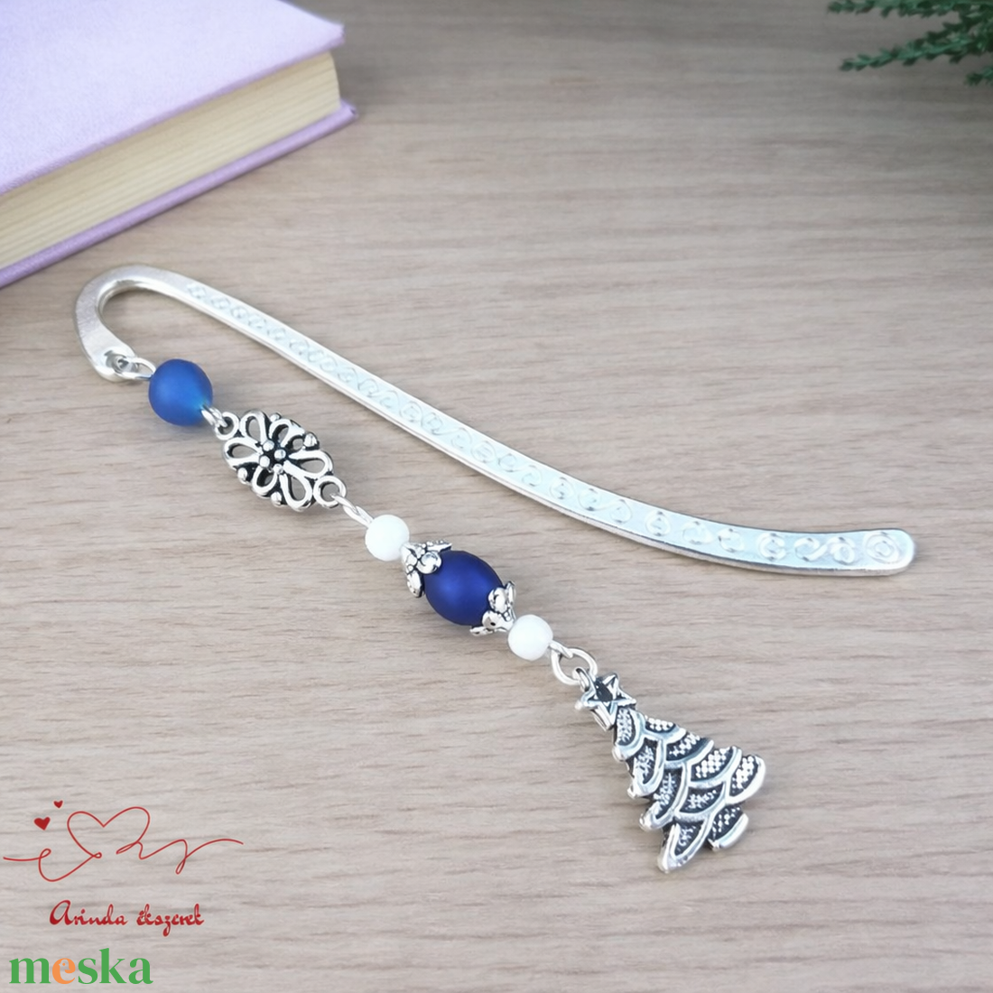 Sötétkék karácsonyfa könyvjelző � ünnepi, kézműves ajándék olvasóknak - könyv & zene - könyvjelző - Meska.hu