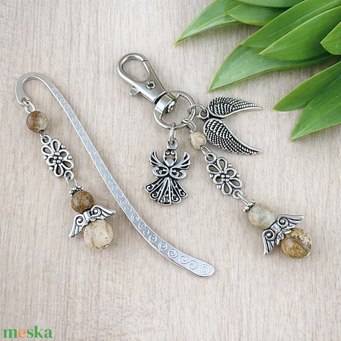 Képjáspis angyal könyvjelző és kulcstartó szett � ásvány ajándék - könyv & zene - könyvjelző - Meska.hu