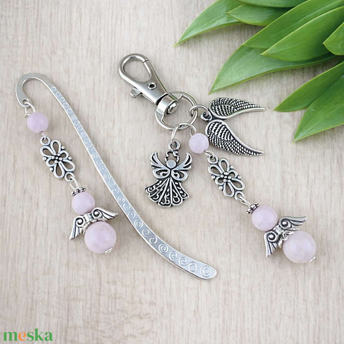 Kunzit angyal könyvjelző és kulcstartó szett � ásvány ajándék - könyv & zene - könyvjelző - Meska.hu