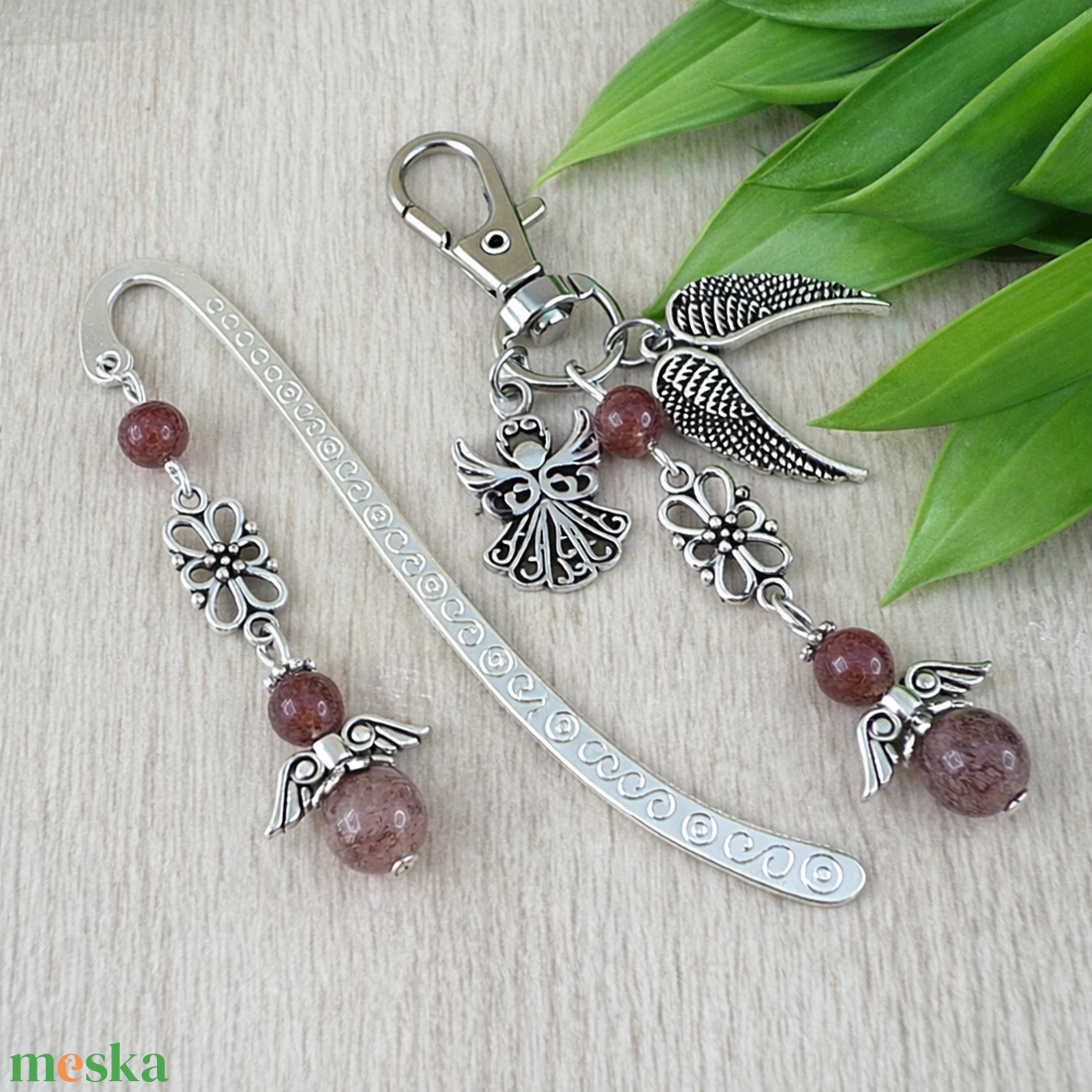 Eperkvarc angyal könyvjelző és kulcstartó szett � ásvány ajándék - könyv & zene - könyvjelző - Meska.hu