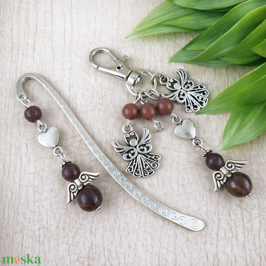 Breccsa jáspis angyal könyvjelző és kulcstartó szett � ásvány ajándék - könyv & zene - könyvjelző - Meska.hu