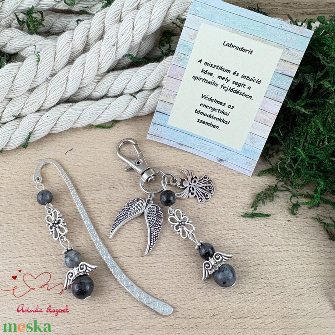 Labradorit angyal könyvjelző és kulcstartó szett � ásvány ajándék - könyv & zene - könyvjelző - Meska.hu