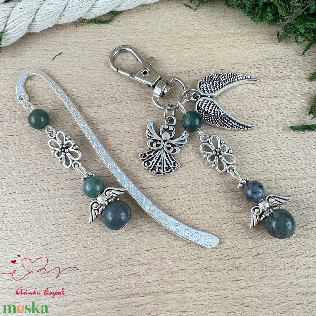 Mohaachát angyal könyvjelző és kulcstartó szett � ásvány ajándék - könyv & zene - könyvjelző - Meska.hu