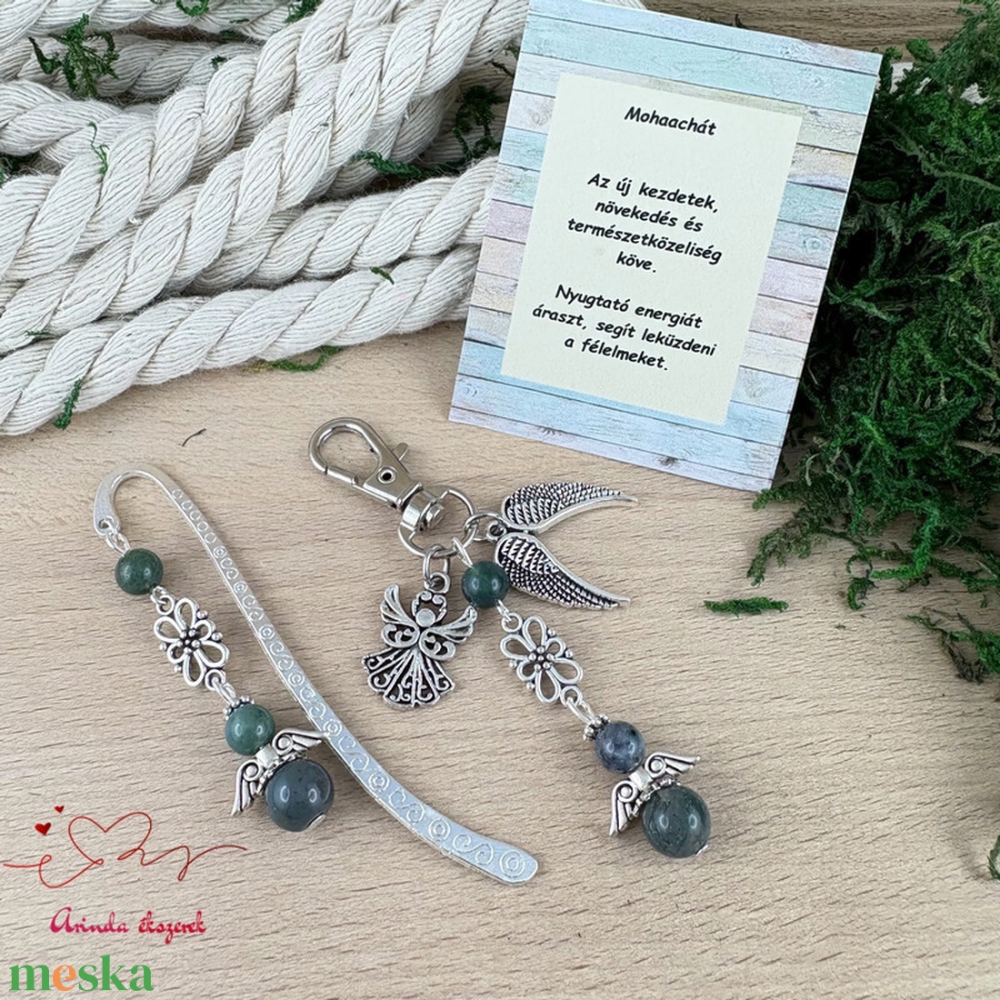 Mohaachát angyal könyvjelző és kulcstartó szett � ásvány ajándék - könyv & zene - könyvjelző - Meska.hu
