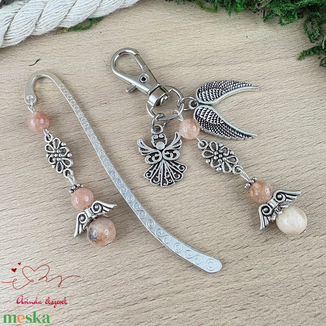 Napkő angyal könyvjelző és kulcstartó szett � ásvány ajándék - könyv & zene - könyvjelző - Meska.hu