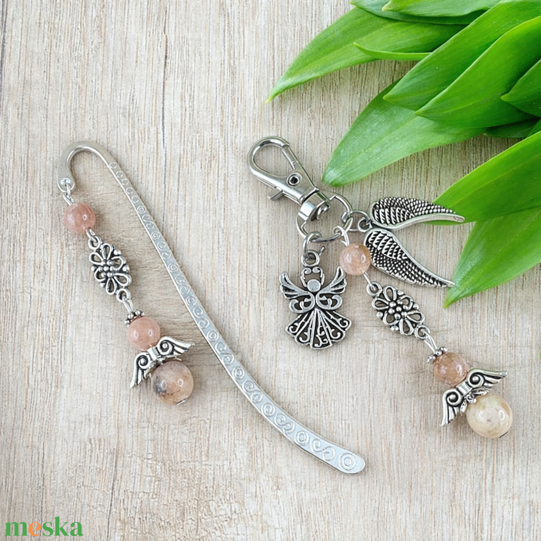 Napkő angyal könyvjelző és kulcstartó szett � ásvány ajándék - könyv & zene - könyvjelző - Meska.hu