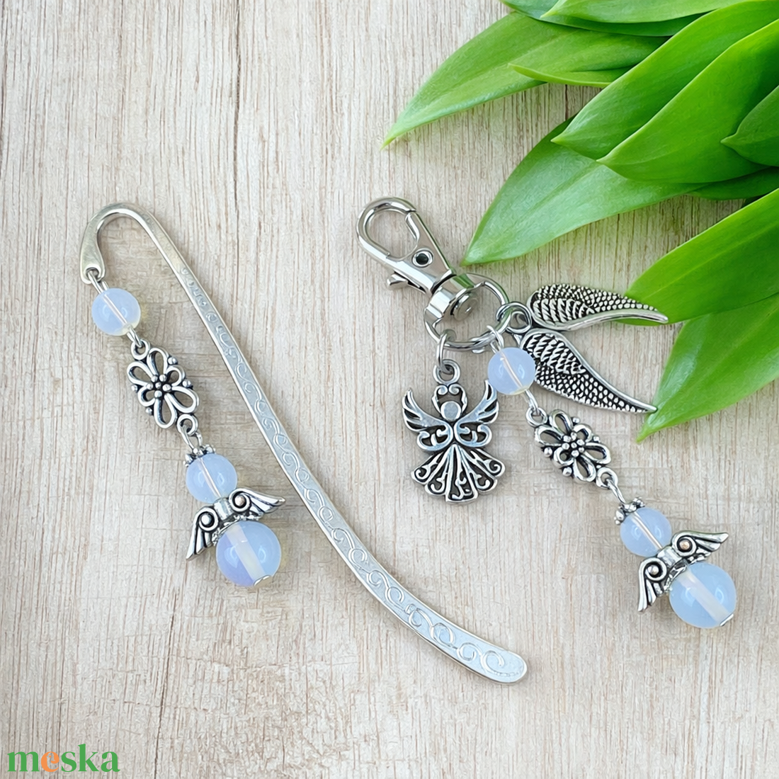 Opalit angyal könyvjelző és kulcstartó szett � ásvány ajándék - könyv & zene - könyvjelző - Meska.hu